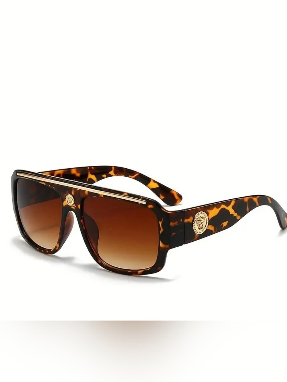 Versace Tortoiseshell Square Men's Sunglasses - Brown Gradient Lenses